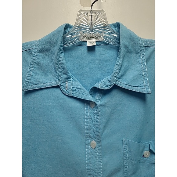 Coldwater Creek Button-Up Blouse Long Sleeve 100% Cotton Blue - Size Large EUC - Picture 3 of 8